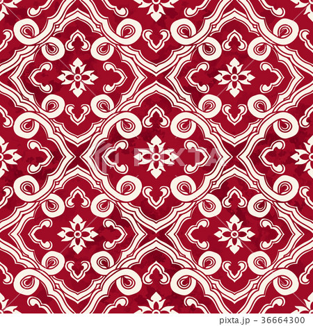 Seamless Vintage Red Chinese Flower Background 36664300