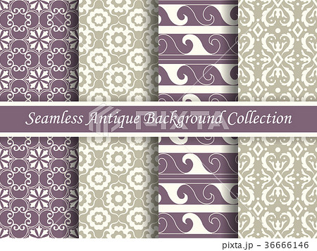Antique seamless elegant purple background set 36666146