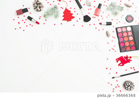 Stylish desk with woman cosmetics and accessories Stylish desk with woman cosmetics and accessories 36666368