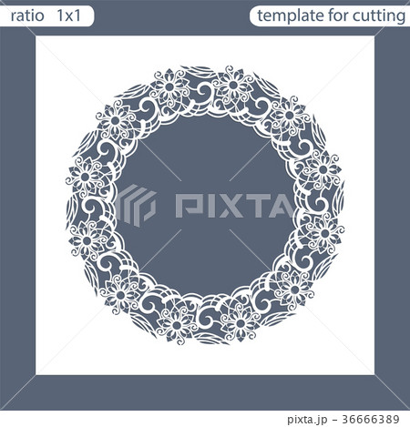 Laser cut wedding invitation card template. 36666389