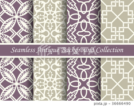 Antique seamless elegant purple background set 36666490