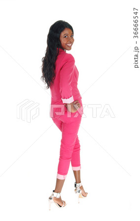 Beautiful woman walking in suit 36666547