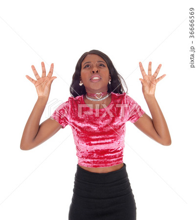 Scary afraid African woman Scary afraid African woman 36666569