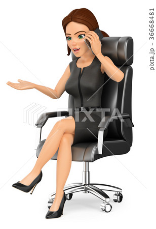 3D Businesswoman sitting talking on mobile phone 3D Businesswoman sitting talking on mobile phone 36668481
