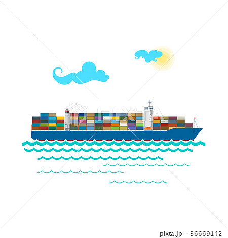 Cargo Container Ship Isolated on White 36669142