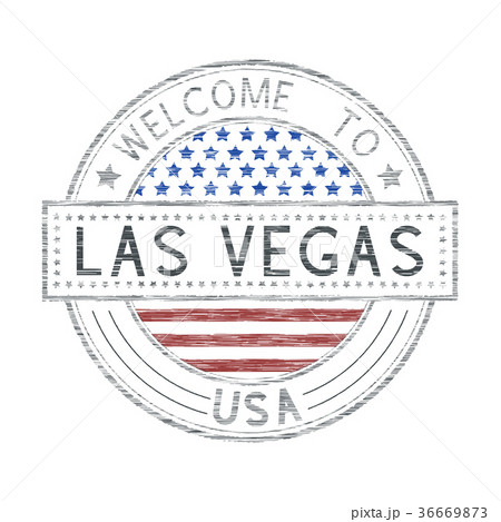 Welcome to Las Vegas USA. Colored tourist stamp Stock