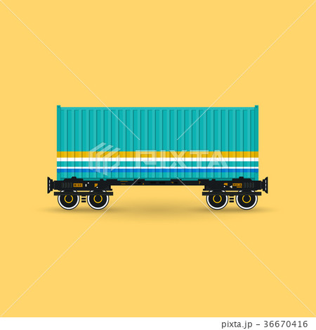 Platform with Green Container Isolated 36670416