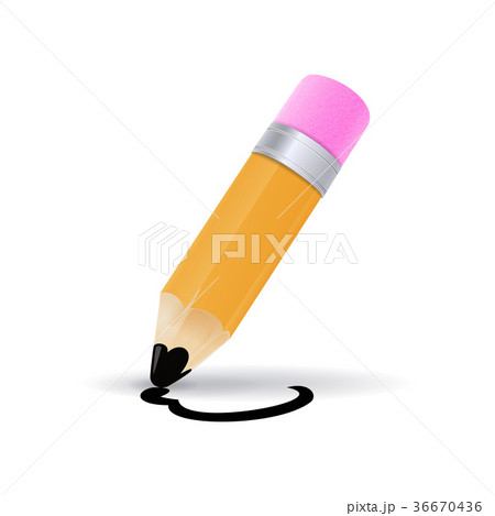 Wood Pencil with Eraser Isolated on White Wood Pencil with Eraser Isolated on White 36670436