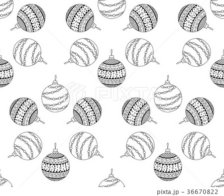 Vector seamless pattern of doodle Christmas ball 36670822