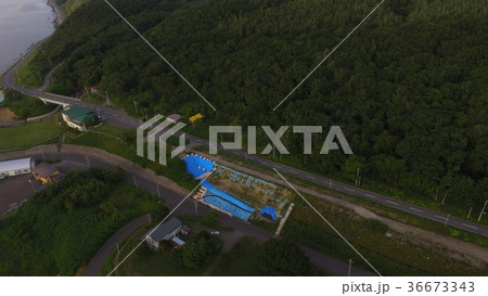 ドローンで上空から撮影した「漁港」（北海道斜里郡斜里町） 36673343