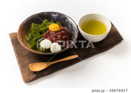 抹茶ゼリー 和風スイーツ Green tea agar jelly Japanese sweet 抹茶ゼリー 和風スイーツ Green tea agar jelly Japanese sweet 36676957