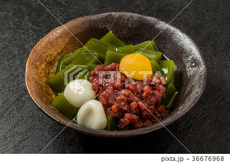 抹茶ゼリー　和風スイーツ　Green tea agar jelly Japanese sweet 36676968