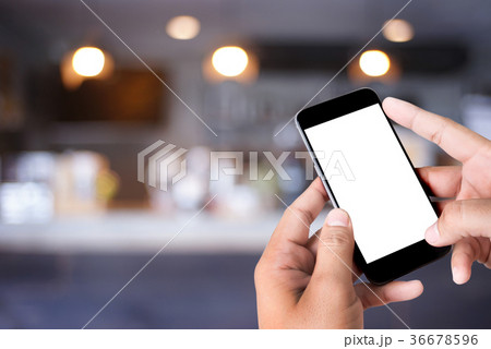 man hands use  smartphone blank screen 36678596