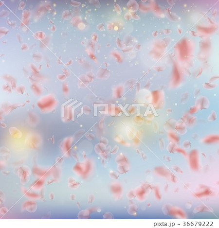 Sakura flying downwind petals on wind. EPS 10 36679222