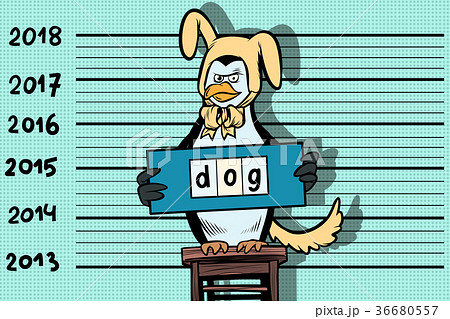 2018 new year, funny penguin pretended to be the 2018 new year, funny penguin pretended to be the 36680557