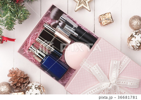 Winter holiday decoration with women cosmetics Winter holiday decoration with women cosmetics 36681781
