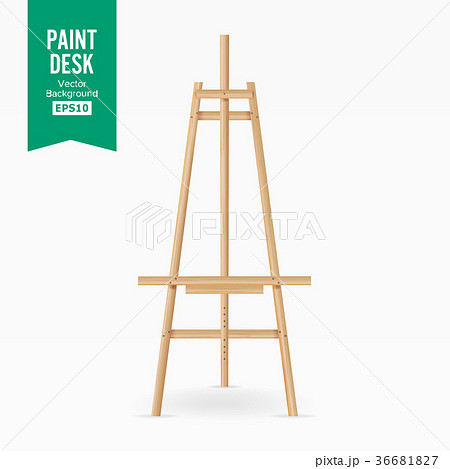Paint Desk Vector. Wooden Easel With Empty White Paint Desk Vector. Wooden Easel With Empty White 36681827