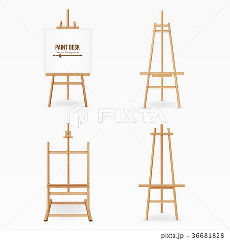 Paint Desk Vector. Wooden Easel Template With Paint Desk Vector. Wooden Easel Template With 36681828