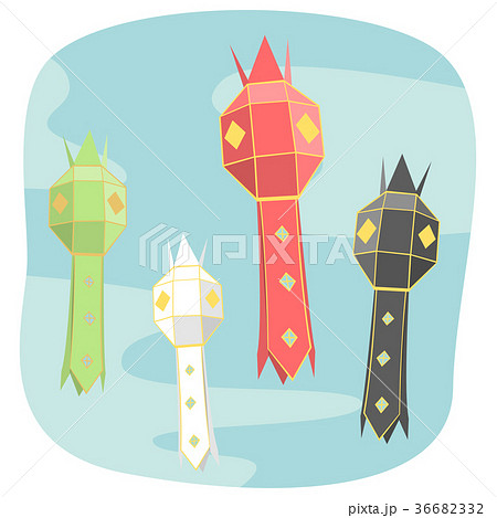 Northern thai style paper lamp lighting graphic Northern thai style paper lamp lighting graphic 36682332