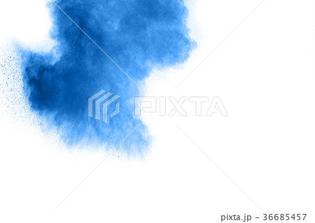 abstract blue dust explosion on  white background 36685457
