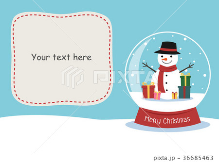 Snowman and gift boxes in crystal ball with space 36685463