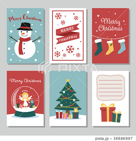 Set of cute Christmas cards, vector illustration. 36686997