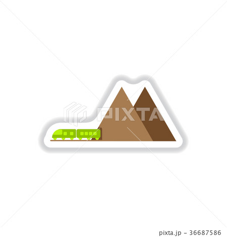paper sticker on white background mountain train paper sticker on white background mountain train 36687586