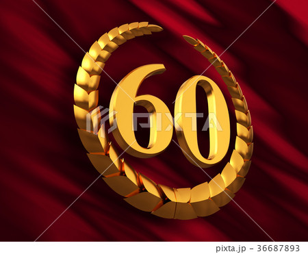 Anniversary Golden Laurel Wreath And Numeral 60 On Anniversary Golden Laurel Wreath And Numeral 60 On 36687893