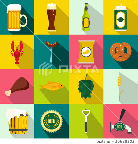 Beer icons set, flat style 36688202