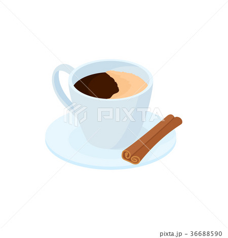 Coffee with cinnamon stick icon, cartoon style 36688590