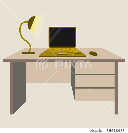 Workplace Desk computer lamp Top Angle View Flat 36688953