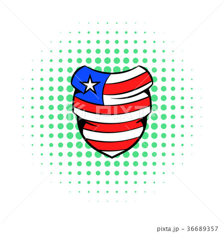 Neckerchief in USA flag colors icon, comics style 36689357