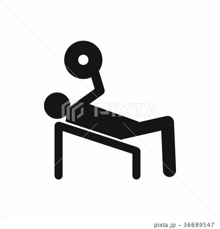 Man trains in the gym bar bench press icon  36689547