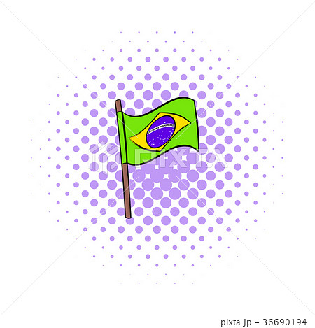 Brazil flag icon, comics style 36690194