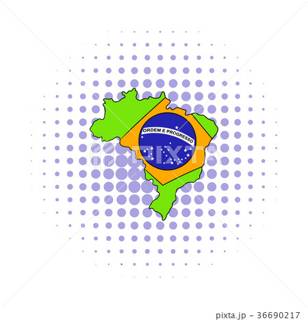 Brazil map and flag icon, comics style 36690217