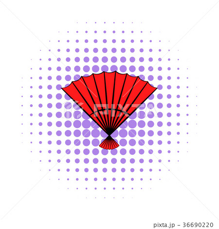 Red open hand fan icon, comics style  36690220