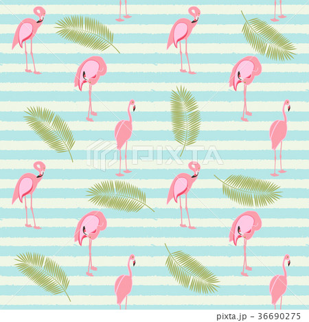 Colorful Pink Flamingo Seamless Pattern Background Colorful Pink Flamingo Seamless Pattern Background 36690275