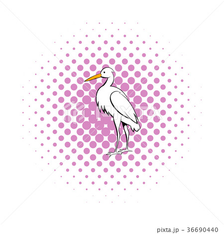 White crane icon, comics style 36690440