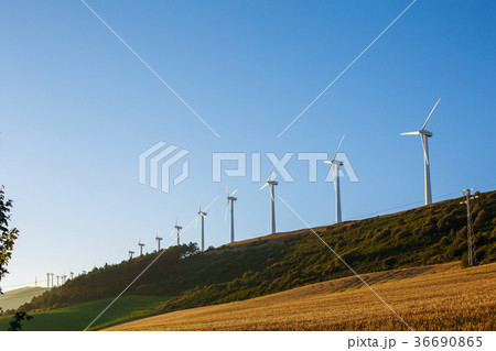 Spanish village landscape with windmills 36690865