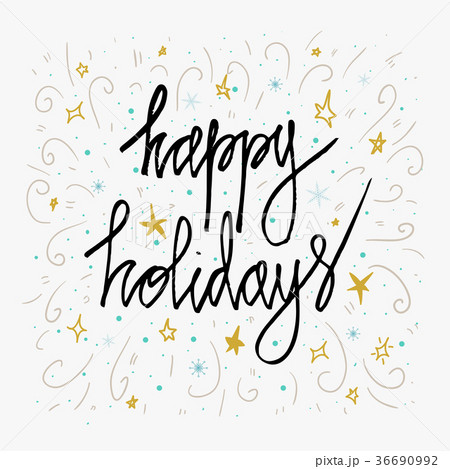 Happy Holidays greetings hand-lettering card 36690992