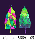 Watercolor Christmas tree on a white background.  36691105