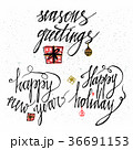 Set of Happy Holidays greetings hand-lettering  36691153