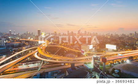 Night city downtown and highway  36693481