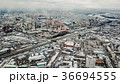 aerial view of winter city 36694555