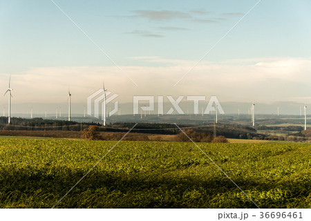 A panorama view over wind farm landscape in 36696461
