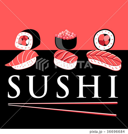 Vector bright poster with different sushi  36696684