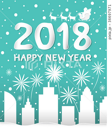 Paper Cut Happy New Year 18 のイラスト素材