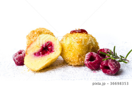 Bread crumb dumplings with chocolate isolated 36698353