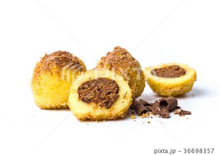 Bread crumb dumplings with chocolate isolated 36698357