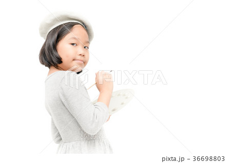 little girl painter posing with brush and palette little girl painter posing with brush and palette 36698803